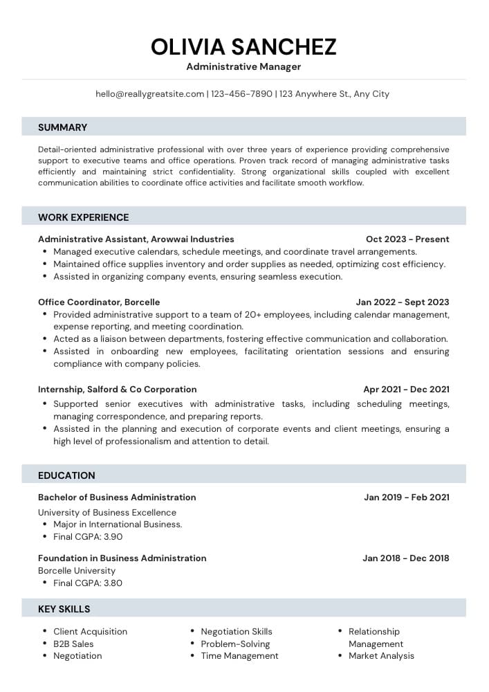 Structured ATS resume template